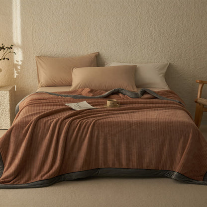 Reversible Solid Color Velvet Throw Blanket - Caramel - Queen - image 13