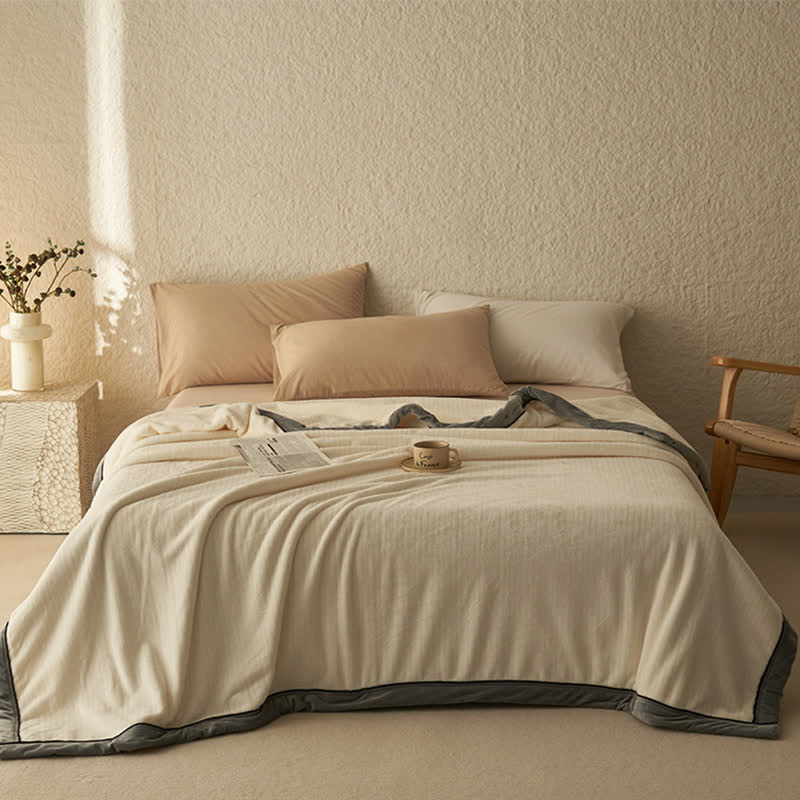 Reversible Solid Color Velvet Throw Blanket - Off-white - Queen - image 19