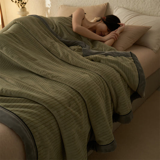 Reversible Solid Color Velvet Throw Blanket - Olive Green - Queen - image 0
