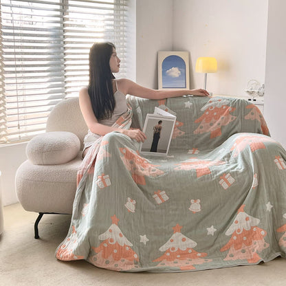 Cartoon Christmas Tree Cotton Gauze Quilt - image 1