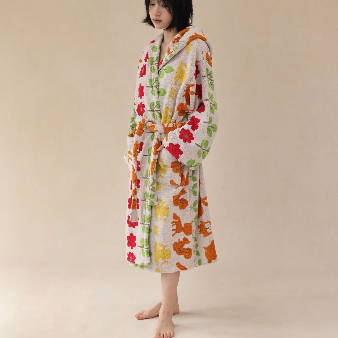 Pastoral Cotton Absorbent Hooded Bathrobe - image 14