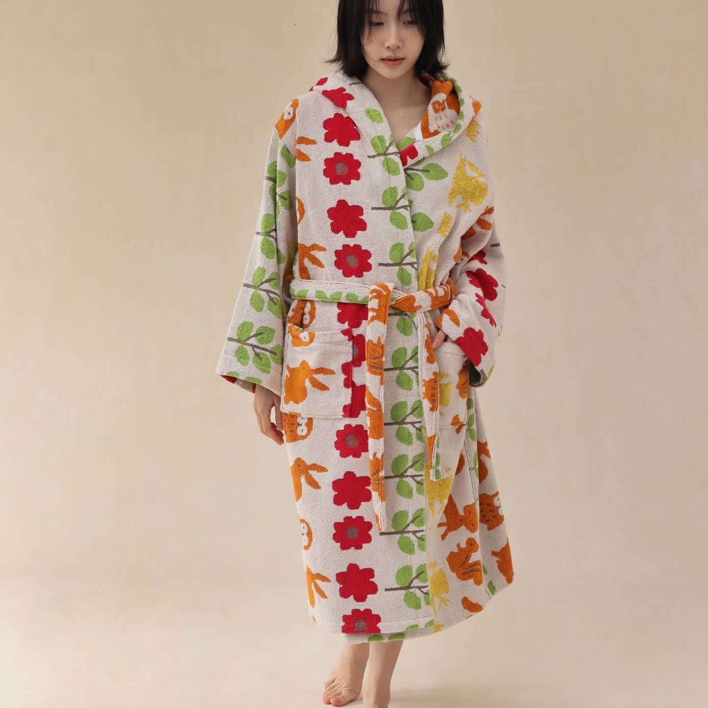 Pastoral Cotton Absorbent Hooded Bathrobe - image 15