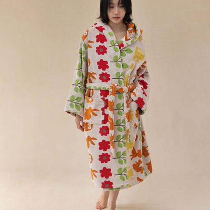 Pastoral Cotton Absorbent Hooded Bathrobe - image 15