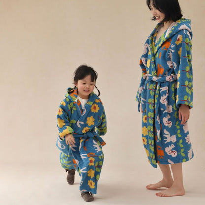 Pastoral Cotton Absorbent Hooded Bathrobe - image 3