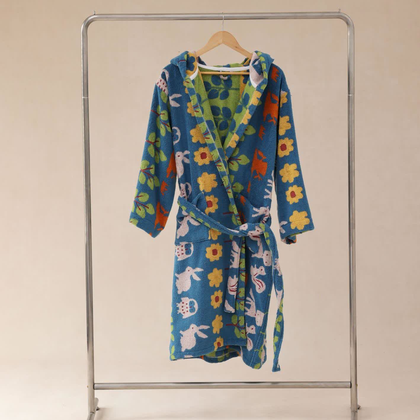 Pastoral Cotton Absorbent Hooded Bathrobe - image 7