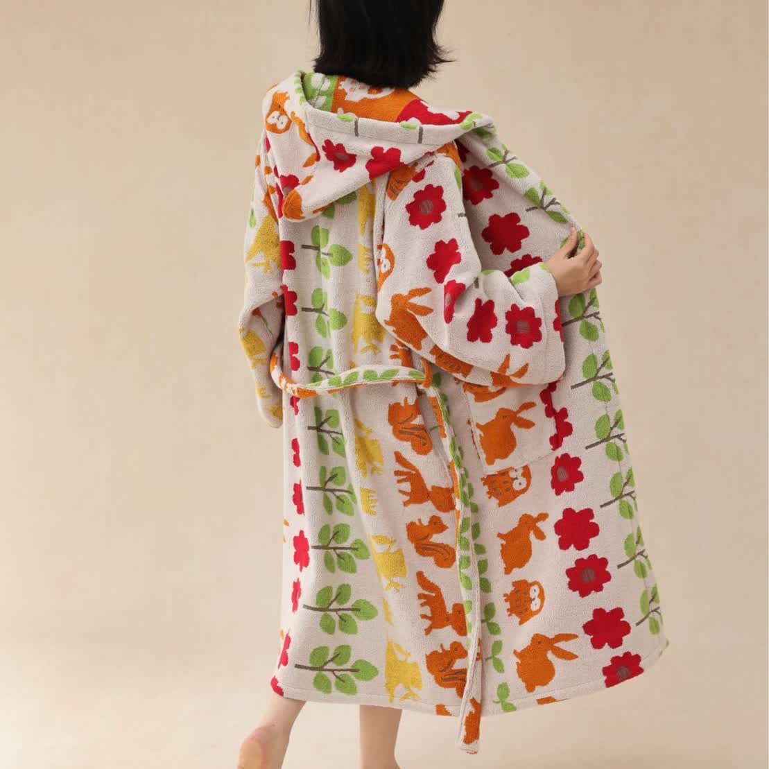 Pastoral Cotton Absorbent Hooded Bathrobe - image 16