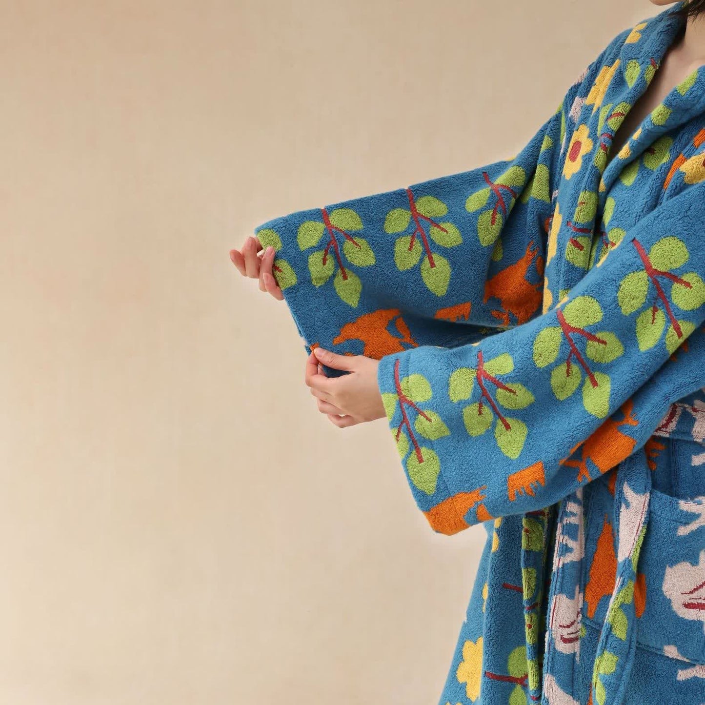 Pastoral Cotton Absorbent Hooded Bathrobe - image 8