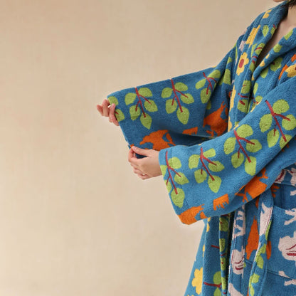 Pastoral Cotton Absorbent Hooded Bathrobe - image 8