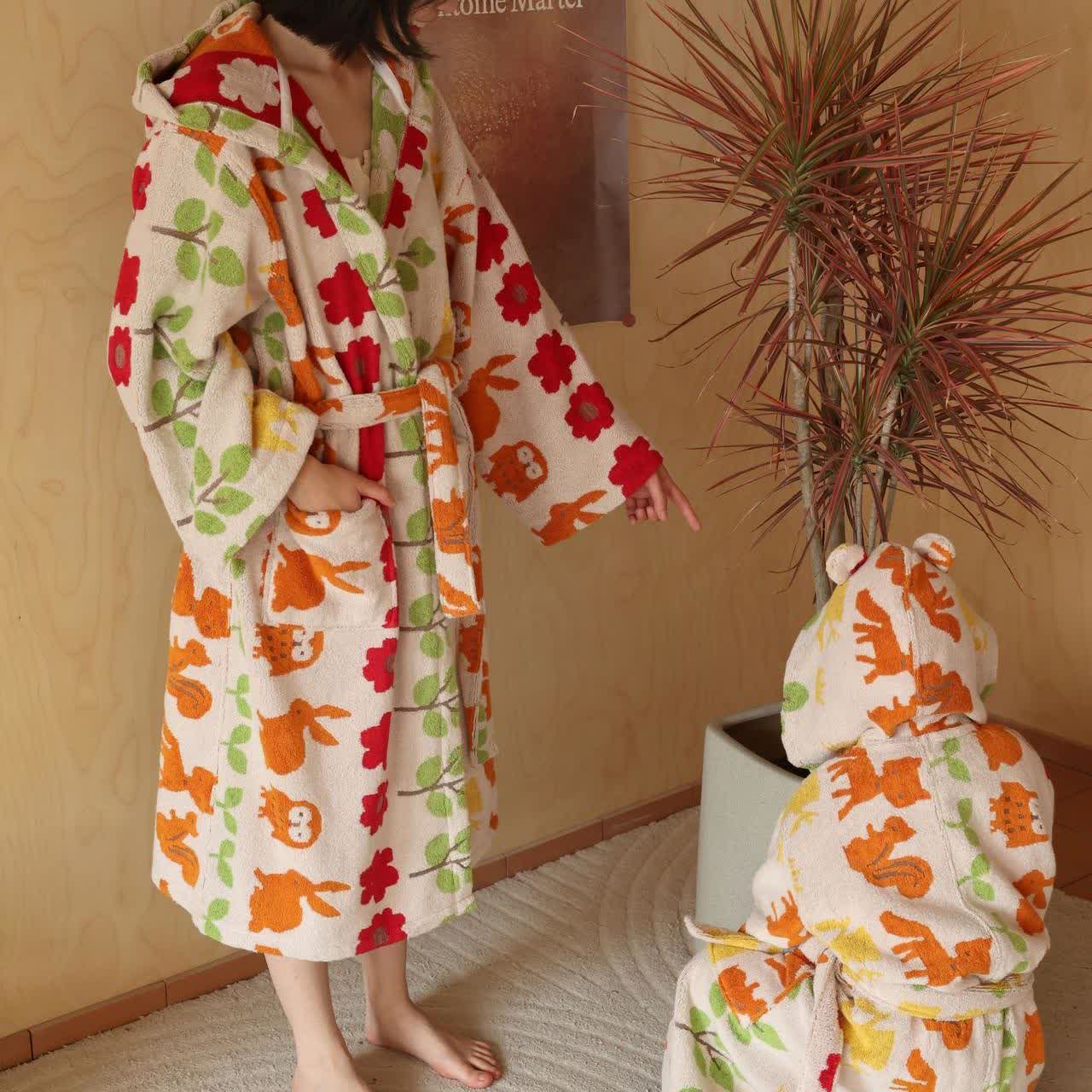 Pastoral Cotton Absorbent Hooded Bathrobe - image 13