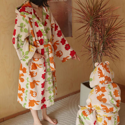 Pastoral Cotton Absorbent Hooded Bathrobe - image 13