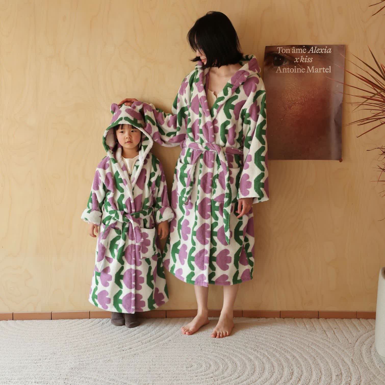 Pure Cotton Rural Tulip Hooded Bathrobe - Purple - Adult L - image 6