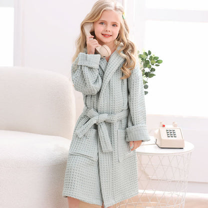 Pure Cotton Waffle Textured Breathable Bathrobe - image 7