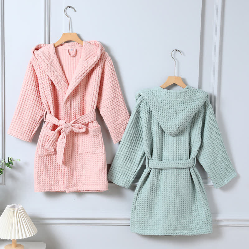 Pure Cotton Waffle Textured Breathable Bathrobe - image 2