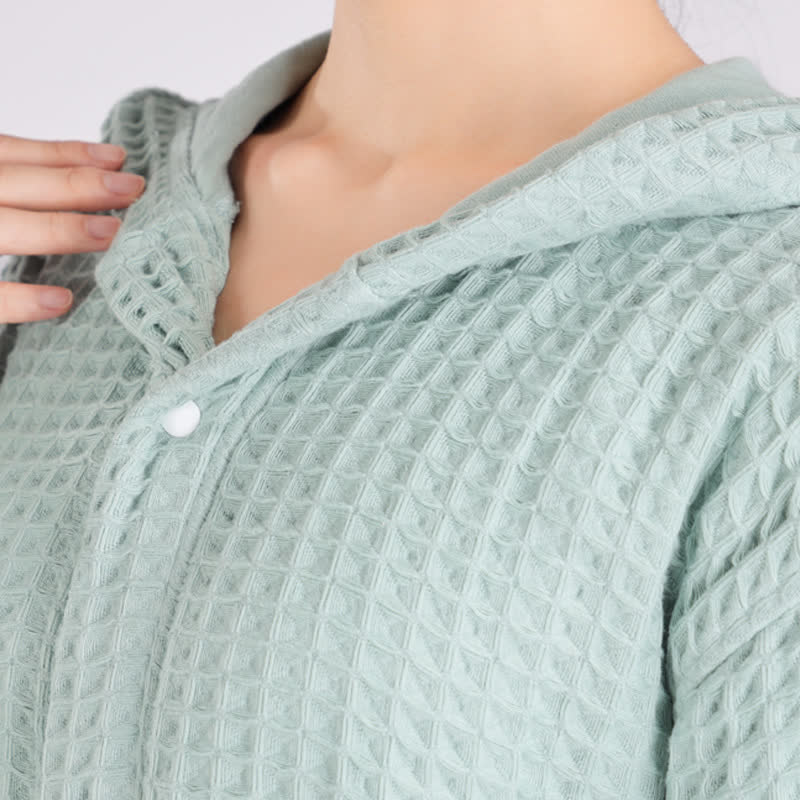 Pure Cotton Waffle Textured Breathable Bathrobe - image 8