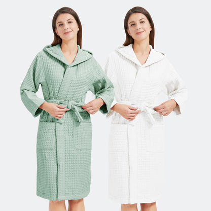 Pure Cotton Waffle Textured Breathable Bathrobe - image 11