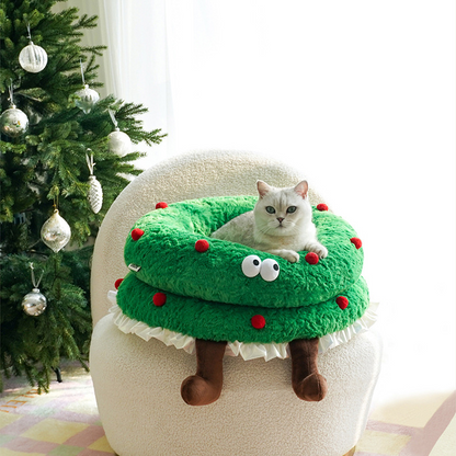 Cute Christmas Wreath Soft Pet Bed - image 1