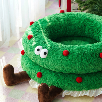 Cute Christmas Wreath Soft Pet Bed - image 6