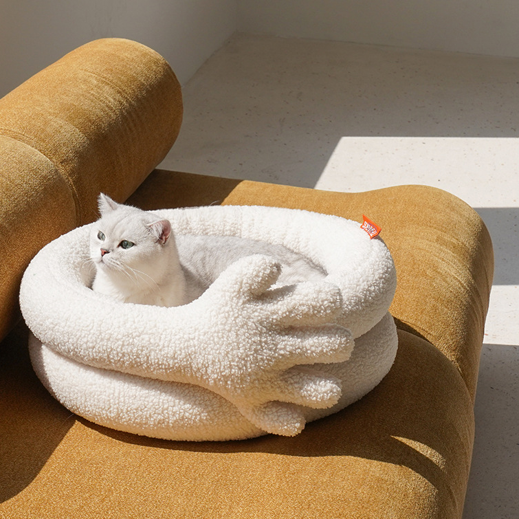 Finger Gesture Winter Warm Cat Bed - Thank You(26.7"W x 21.2"L x 9.5"H) - image 5