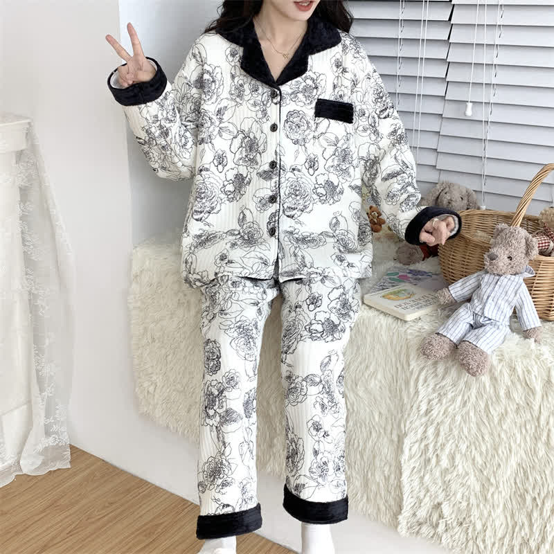 Plus Size Soft Breathable Pastoral Pajama Set - image 1