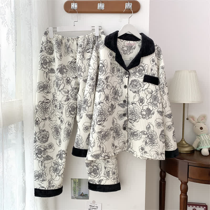 Plus Size Soft Breathable Pastoral Pajama Set - image 3