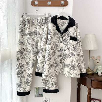Plus Size Soft Breathable Pastoral Pajama Set - image 3