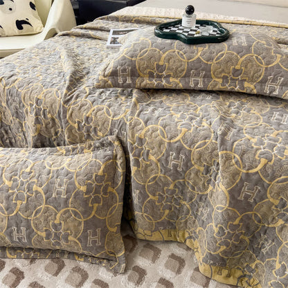 Retro Double Layer Cotton Gauze Quilted Coverlet - image 7