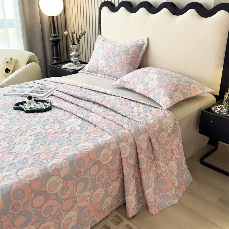 Cartoon Pig Cotton Gauze Quilted Coverlet - image 6