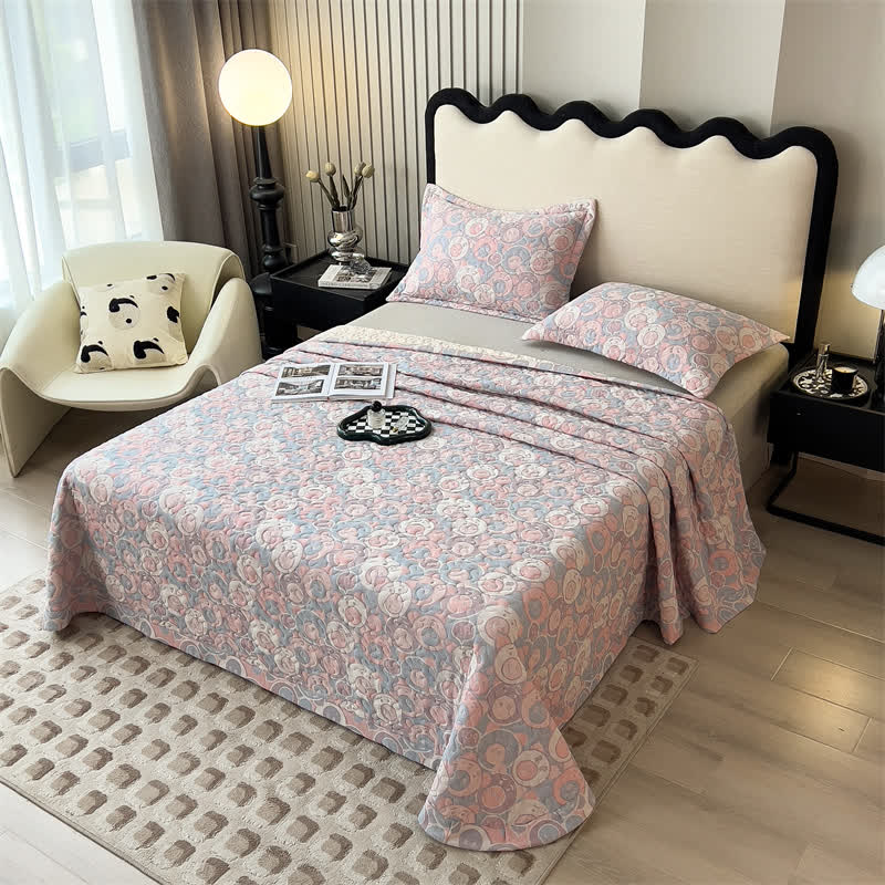 Cartoon Pig Cotton Gauze Quilted Coverlet - image 3