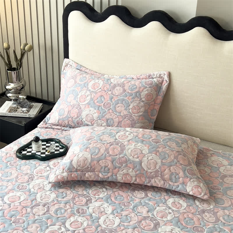 Cartoon Pig Cotton Gauze Quilted Coverlet - image 7