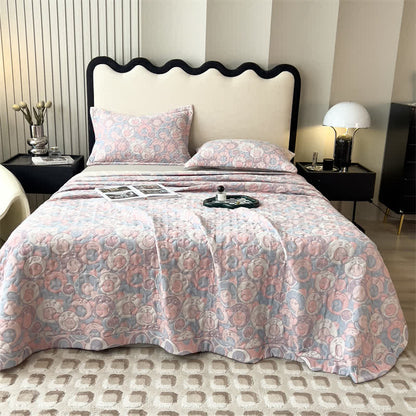 Cartoon Pig Cotton Gauze Quilted Coverlet - image 2