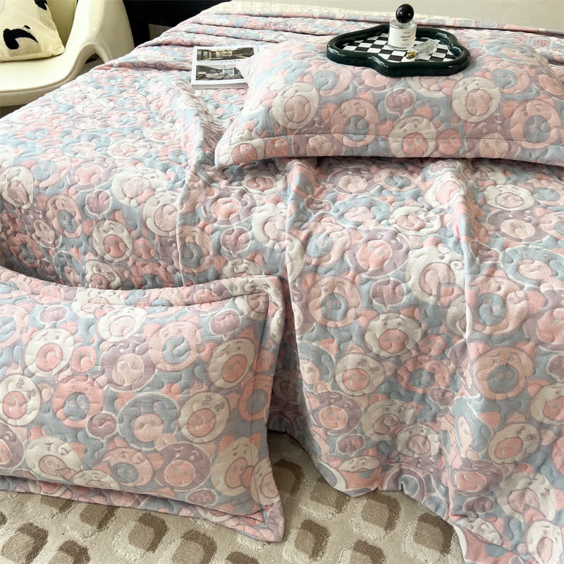 Cartoon Pig Cotton Gauze Quilted Coverlet - image 8