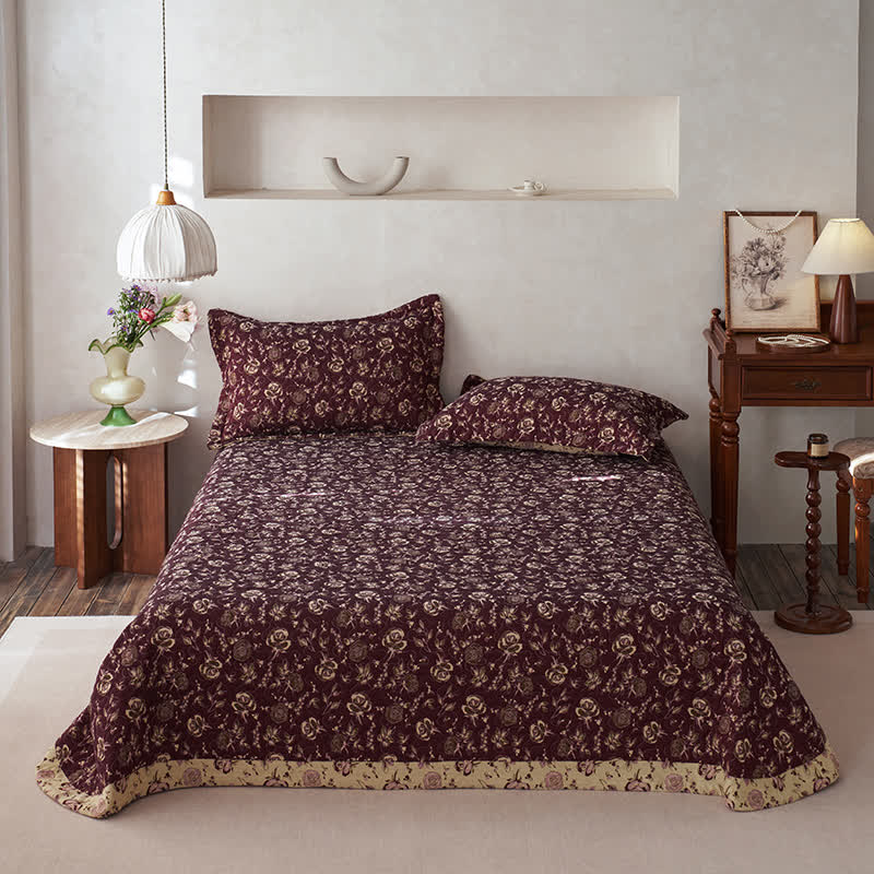 Retro Rose Quilted Cotton Gauze Coverlet - 2PCS Pillowcases - 19" x 29" - image 0