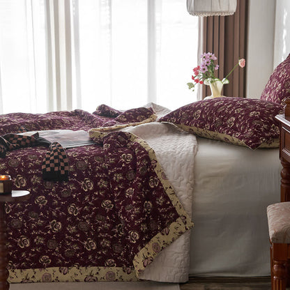 Retro Rose Quilted Cotton Gauze Coverlet - image 9