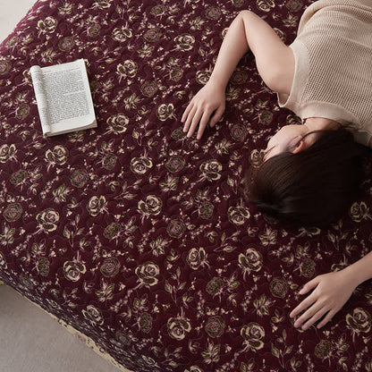 Retro Rose Quilted Cotton Gauze Coverlet - image 3