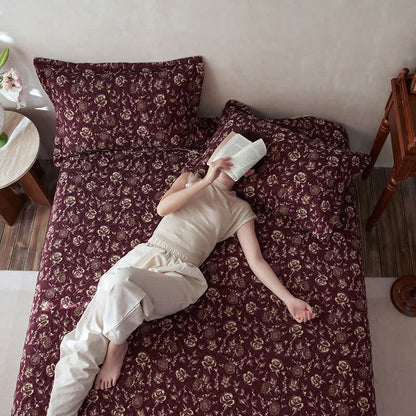 Retro Rose Quilted Cotton Gauze Coverlet - image 2