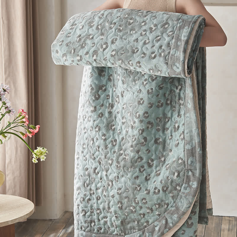 Leopard Print Double Layer Cotton Gauze Coverlet - image 12