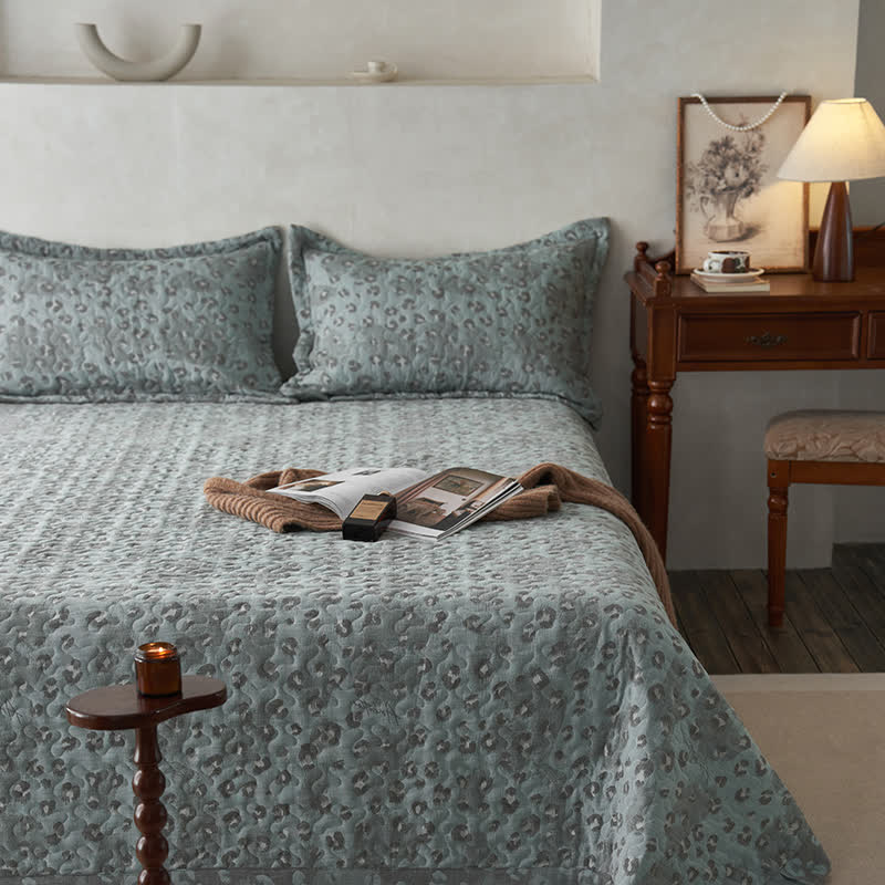 Leopard Print Double Layer Cotton Gauze Coverlet - image 9