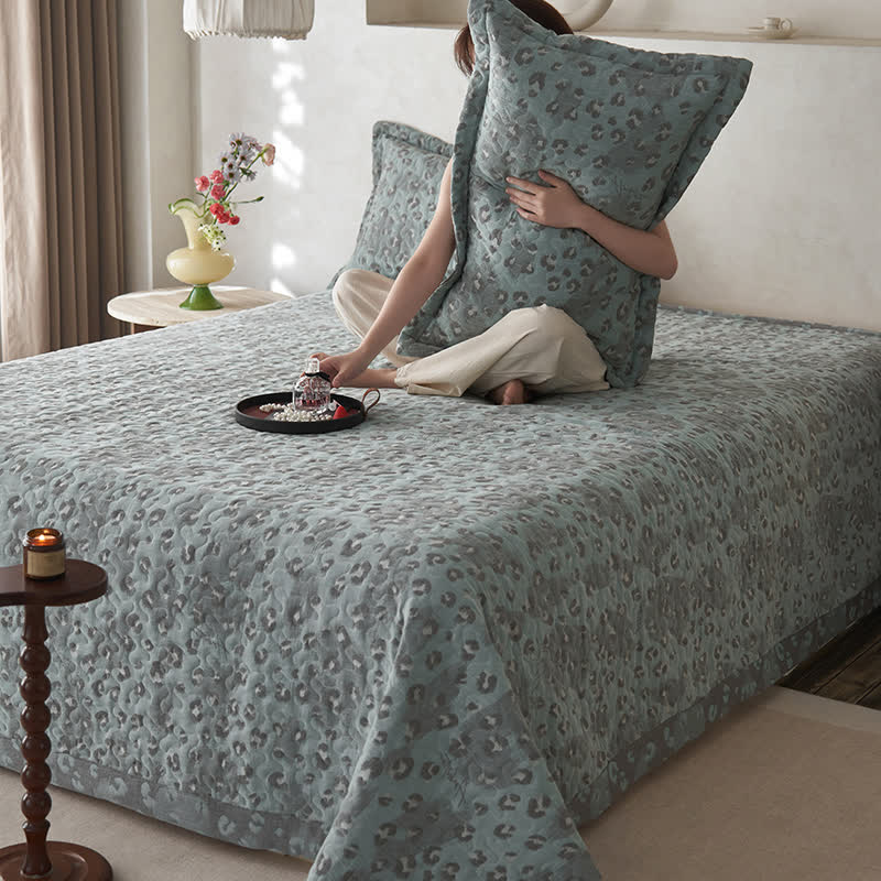 Leopard Print Double Layer Cotton Gauze Coverlet - image 4