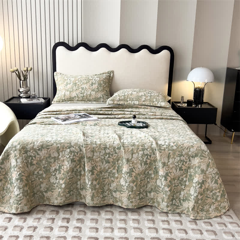 Jacquard Floral Quilted Cotton Gauze Coverlet - image 2