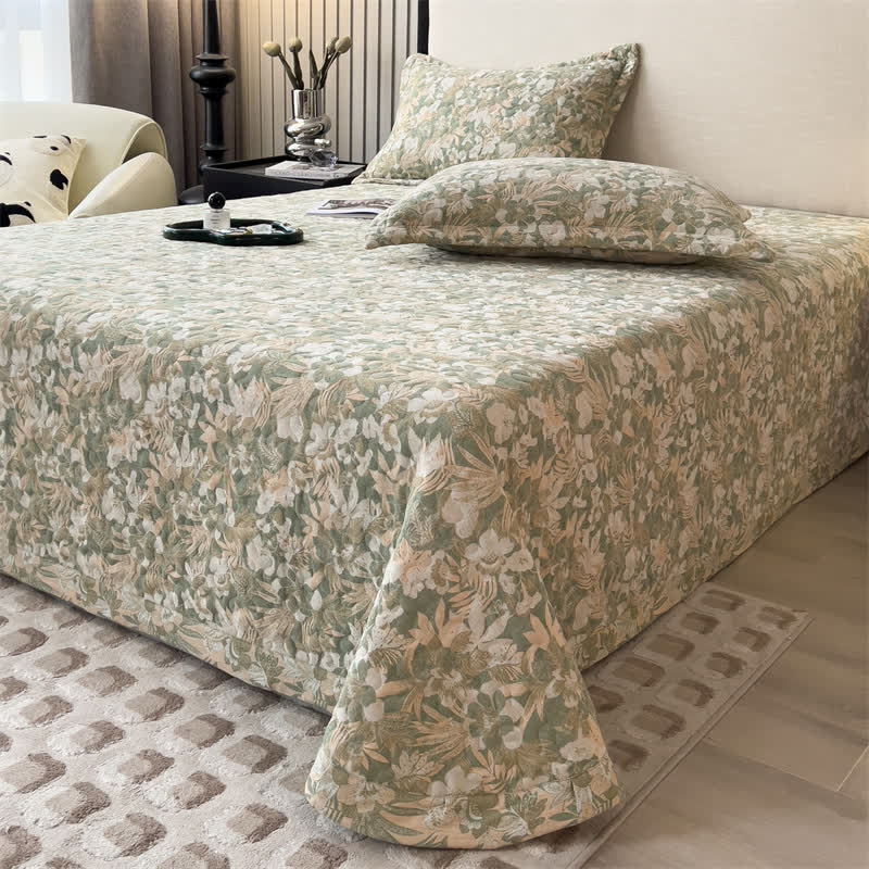 Jacquard Floral Quilted Cotton Gauze Coverlet - image 5