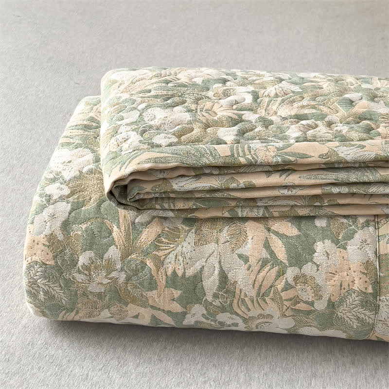 Jacquard Floral Quilted Cotton Gauze Coverlet - image 8