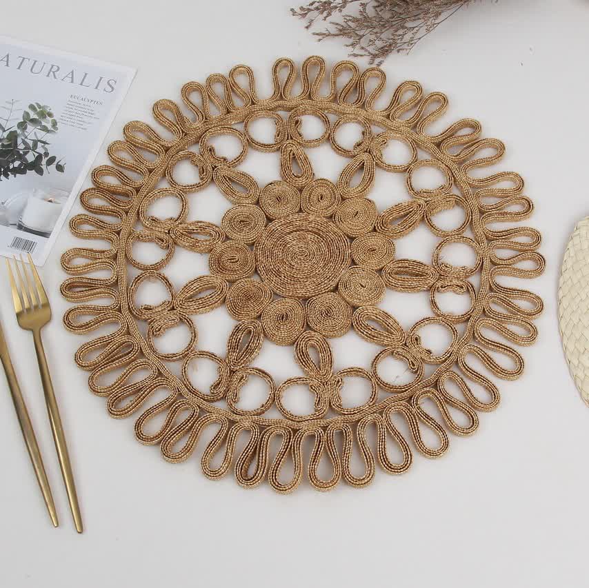 Simple Style Round Shape Straw Placemat - image 1