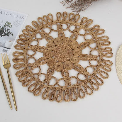 Simple Style Round Shape Straw Placemat - image 1