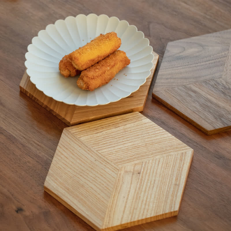 Hexagon Shape Wooden Placemat Coaster - image 2