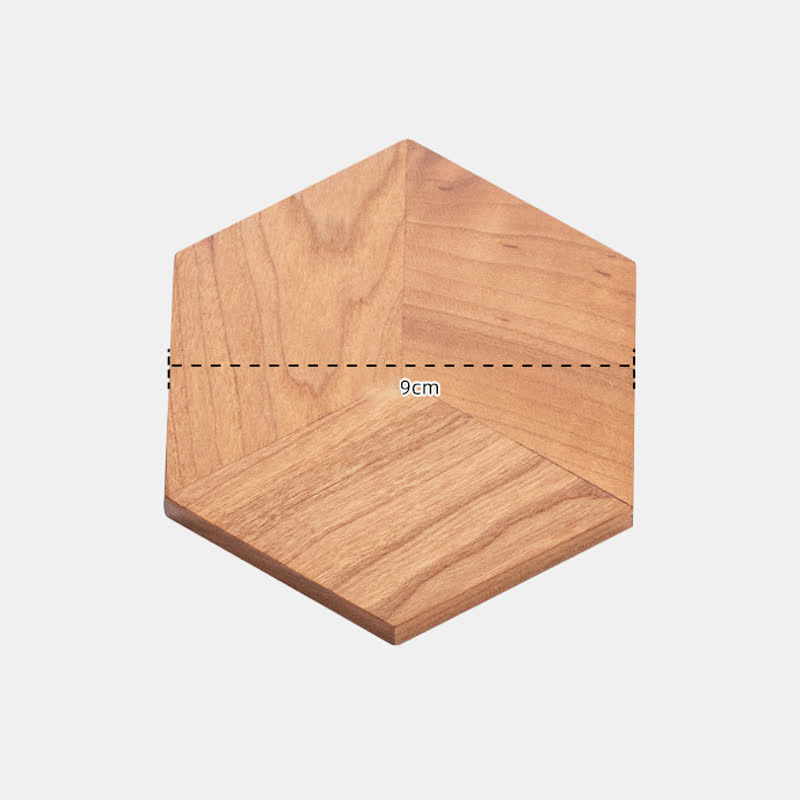 Hexagon Shape Wooden Placemat Coaster - Cherry wood - 3.5"×0.3" - image 13