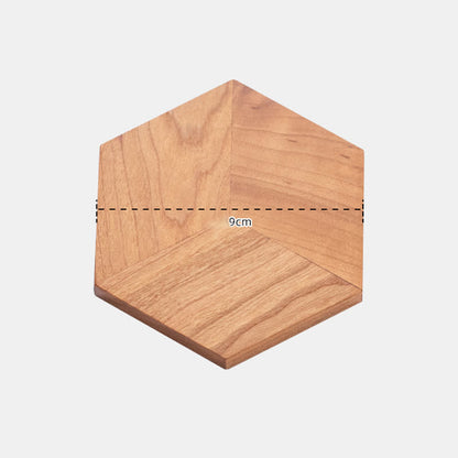 Hexagon Shape Wooden Placemat Coaster - Cherry wood - 3.5"×0.3" - image 13