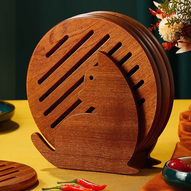 Ebony Rabbit-shaped Storage Rack Coaster - Cat - 6.5"W×2.6"L×8.1"H - image 6