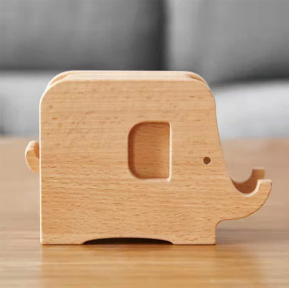 Elephant Wooden Phone Holder Coaster - Beech Wood - 5.9"L×2"W×4.0"Th - image 3