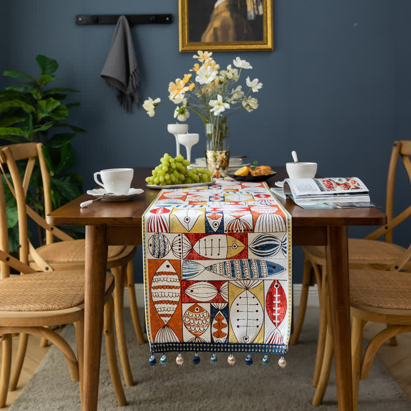 Fish Chenille Tassel Decorative Table Runner - image 1