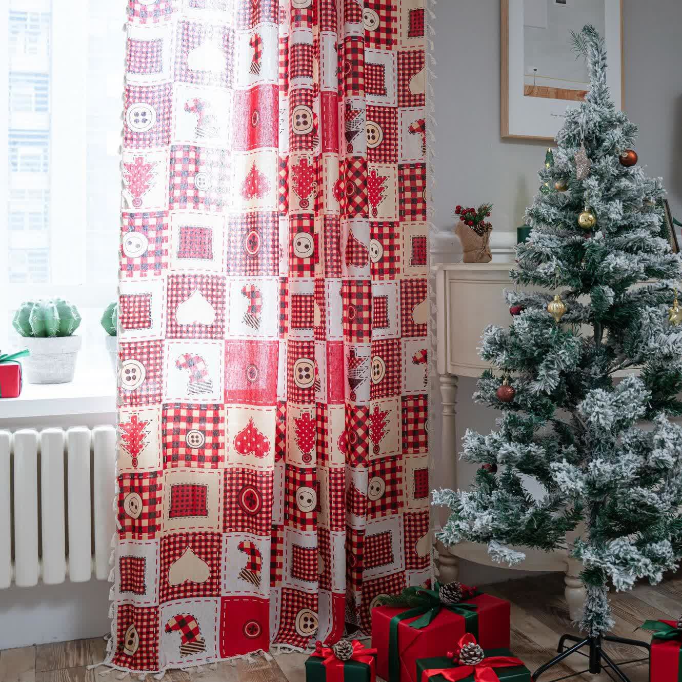 Christmas Festive Cotton Semi-shading Curtain - image 2